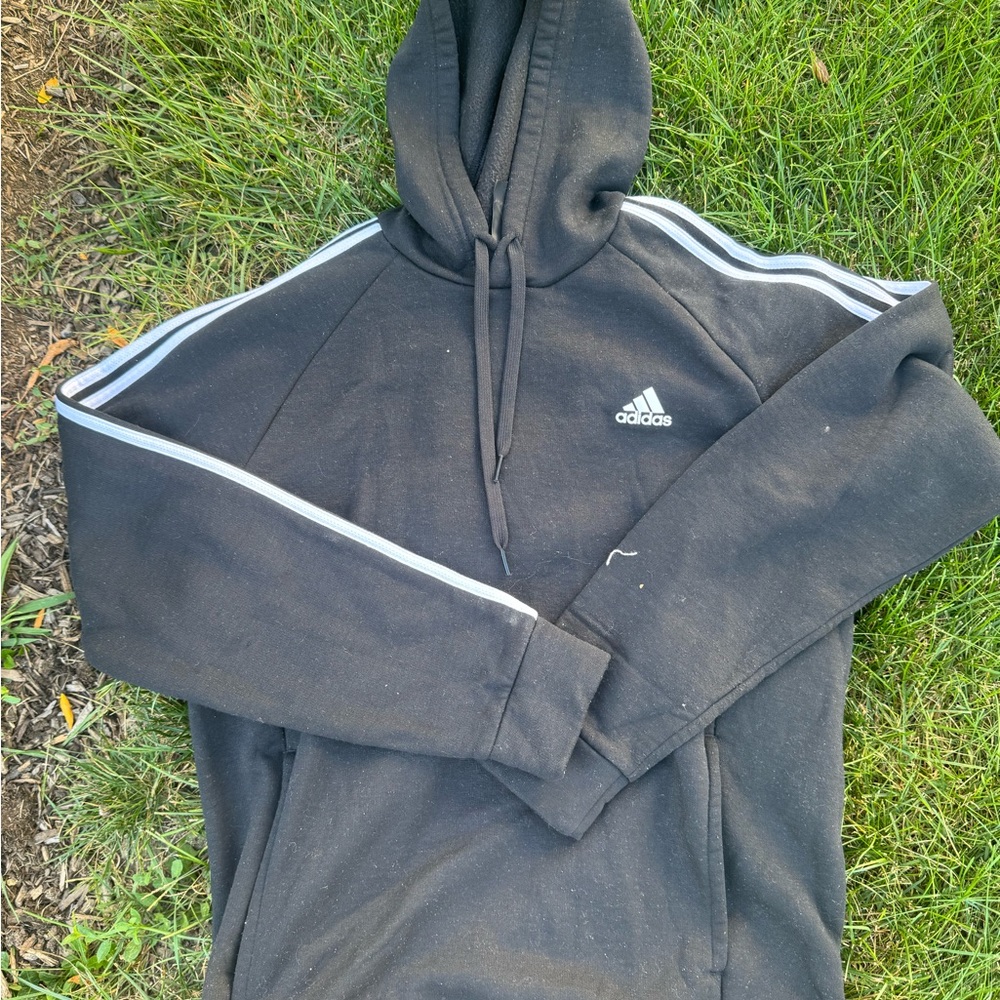 Adidas Black Turtleneck Sweater with White Stripes